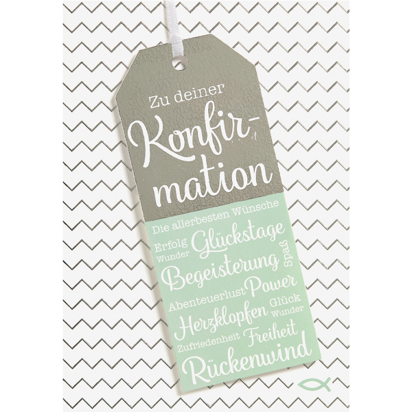 Konfirmation Anhänger Begeisterung Rückenwind Erfolg Glückwunschkarte mit Umschlag