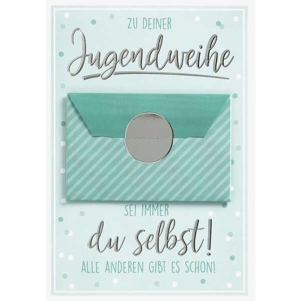 Jugendweihe - Geldkarte - Glückwunschkarte im Format 11,5 x 17cm mit Umschlag