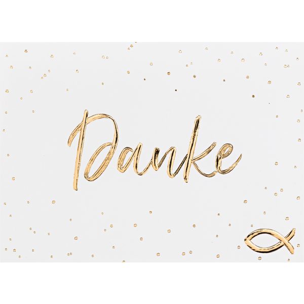 Konfirmation Fisch Goldfolie Danksagungen 5 Karten im Format 10,5x14,5cm mit Briefumschlägen in Zello