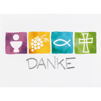 Kommunion Danksagung Kelch Trauben Fisch Kreuz 5 Karten...