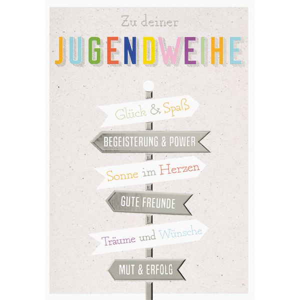 Jugendweihe - Glückwunschkarte im Format 11,5 x 17cm mit Umschlag