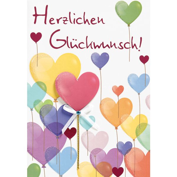 Allgemeine Wünsche Herzluftballons Glückwunschkarte mit Umschlag