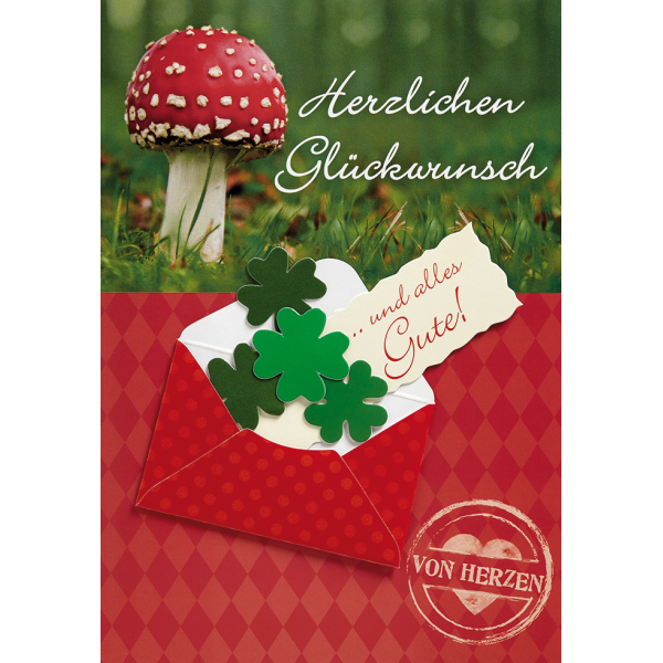 Allgemeine Wünsche Fliegenpilz Glückwunschkarte mit Umschlag