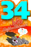 34. Geburtstag - Comic – Bär - Karte mit...