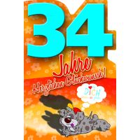 34. Geburtstag Comic Bär Karte mit Umschlag...