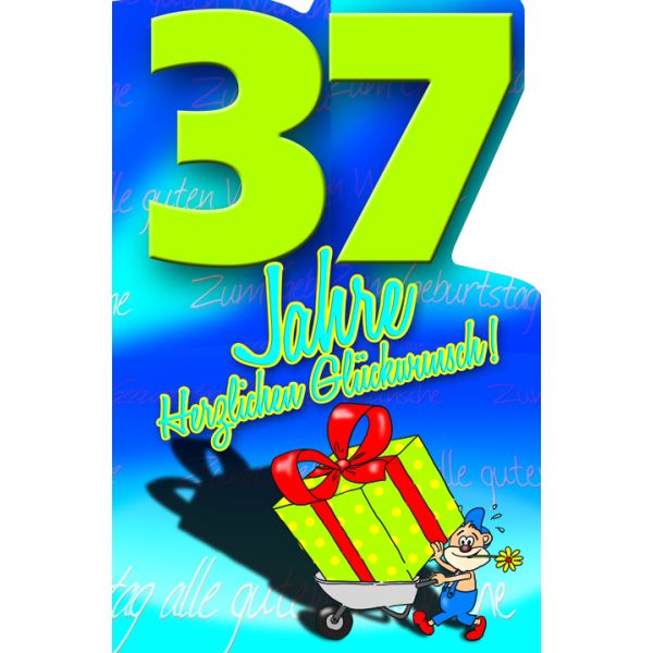 37. Geburtstag Comic Bär Karte mit Umschlag Herzlichen Glückwunsch!