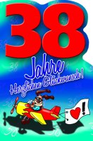 38. Geburtstag - Comic – Hund - Karte mit Umschlag - Herzlichen Glückwunsch!