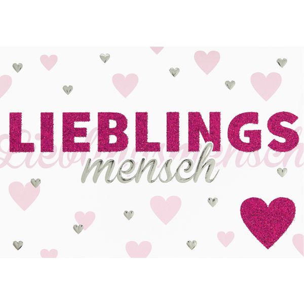Allgemeine Wünsche Lieblingsmensch pink Herzen Glückwunschkarte mit Umschlag