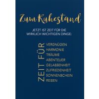 Ruhestand Glückwunschkarte mit Umschlag Zeit für die wichtigen Dinge