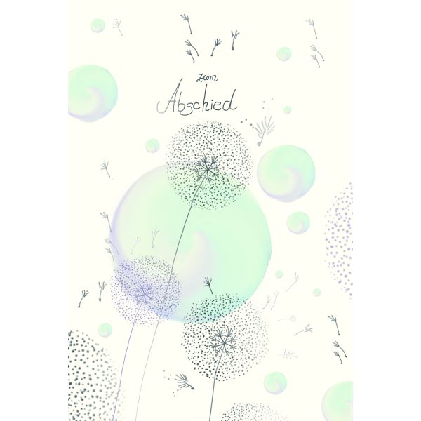 A Beileid Kondolenz Trauerkarte Seifenblasen Pusteblumen mit Silberfolie Zum Abschied Skorpions Art mit Umschlag