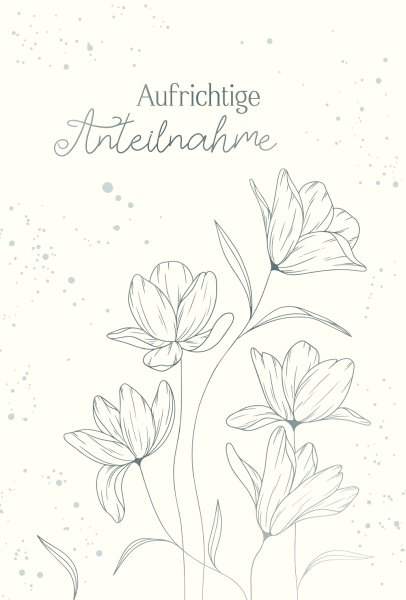 Trauer - Beileid - Kondolenz - Trauerkarte im Format 11,5 x 17 cm mit Umschlag Skorpions Art - Blumen - mit Silberfolie