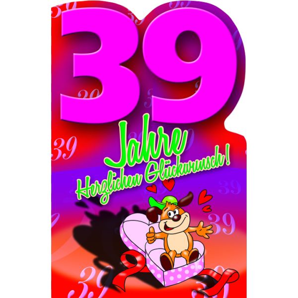 39. Geburtstag Comic Hund Karte mit Umschlag Herzlichen Glückwunsch!