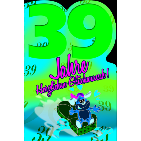 39. Geburtstag Comic Hund Karte mit Umschlag Herzlichen Glückwunsch!