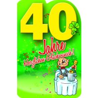 A 40. Geburtstag Comic Katze Karte mit Umschlag Herzlichen Glückwunsch!