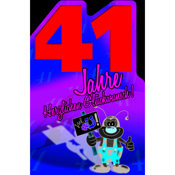 41. Geburtstag Comic Käfer Karte mit Umschlag Herzlichen Glückwunsch!