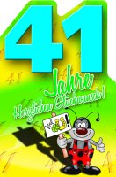 41. Geburtstag - Comic – Käfer - Karte mit Umschlag - Herzlichen Glückwunsch!