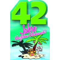 42. Geburtstag Comic Katze Karte mit Umschlag Herzlichen Glückwunsch! Genieße den Tag