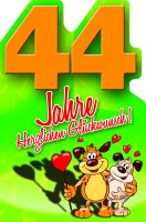 44. Geburtstag - Comic – Hyänen - Karte mit Umschlag - Herzlichen Glückwunsch!