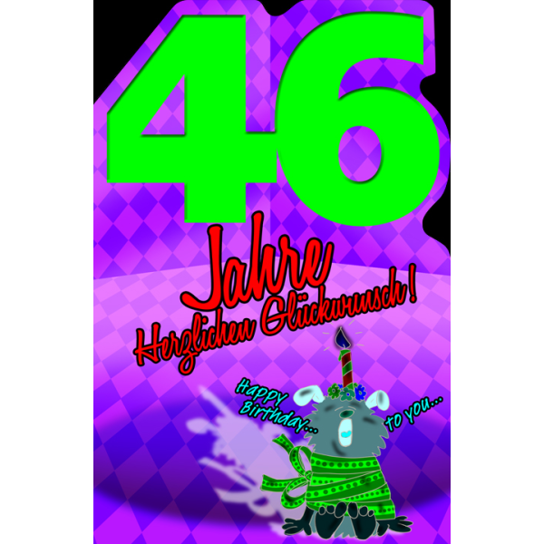 46. Geburtstag Comic Hund Karte mit Umschlag Herzlichen Glückwunsch! Happy Birthday to you..
