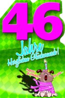 46. Geburtstag - Comic – Hund - Karte mit Umschlag - Herzlichen Glückwunsch! - Happy Birthday to you..