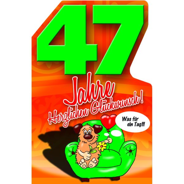 47. Geburtstag Comic Hund Karte mit Umschlag Herzlichen Glückwunsch! Was für ein Tag