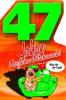 47. Geburtstag - Comic – Hund - Karte mit Umschlag...