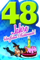 48. Geburtstag - Comic – Hund - Karte mit Umschlag - Herzlichen Glückwunsch!