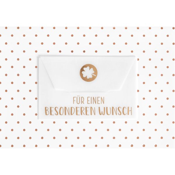 Geldkarte Glückwunschkarte mit Umschlag und Minikuvert  Für einen besonderen Wunsch! Kleeblatt Punkte