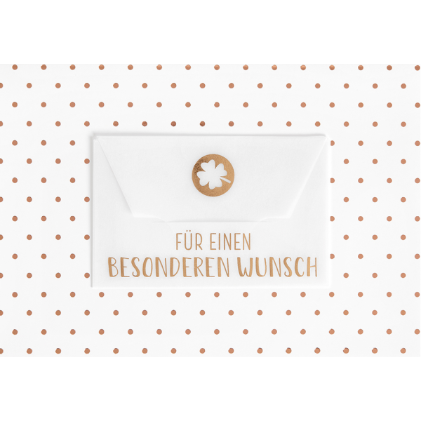 Geldkarte Glückwunschkarte mit Umschlag und Minikuvert  Für einen besonderen Wunsch! Kleeblatt Punkte