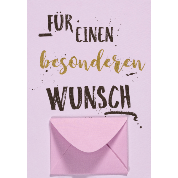 Geldkarte Glückwunschkarte mit Umschlag und Minikuvert Pastel Collection Für einen besonderen Wunsch lila goldfolie