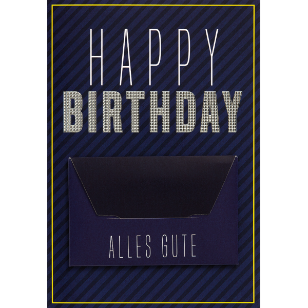 Geldkarte Glückwunschkarte mit Umschlag und Minikuvert  Happy Birthday Alles Gute blau