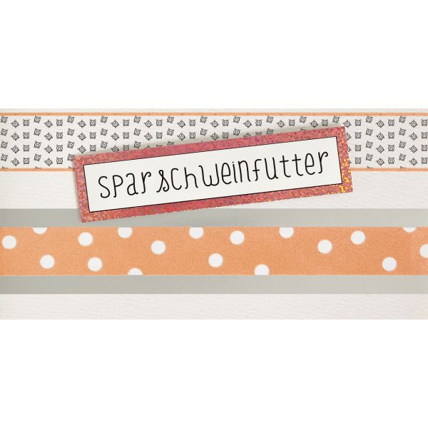 Perleberg-749-6008- Glückwunschkarte im Format 22,2 x 11,8 cm - SPARSCHWEINFUTTER mit Briefumschlag