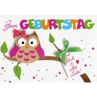 Geburtstag Glückwunschkarte mit Umschlag Eule viel...