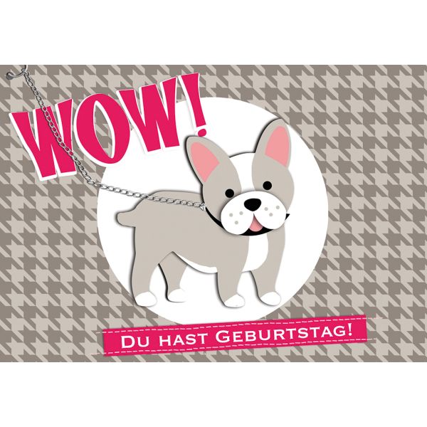 Geburtstagskarte Glückwunschkarte mit Umschlag Wow Du hast Geburtstag Hund