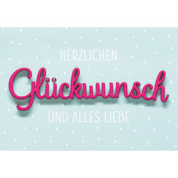 PER 778-1007 Lettering Design Collection - Glückwunschkarte mit Briefumschlag - Doppelkarte im Format 11,6 x 16,6 cm  - Allgemeine Wünsche - Motiv: "Herzlichen Glückwunsch und alles Liebe"