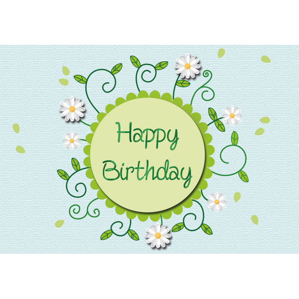 A Geburtstagskarte Glückwunschkarte mit Umschlag Happy Birthday Gänseblümchen Blüten grün
