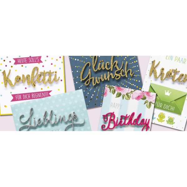 A Geburtstag Flamingo auf Palme Glitzer Lettering Glückwunschkarte mit Umschlag