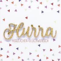 Perleberg Lettering Design Collection - Glückwunschkarte mit Briefumschlag - Doppelkarte im Format 15 x 15 cm -  Allgemeine Wünsche - Motiv: "Hurra - Herzlichen Glückwunsch"