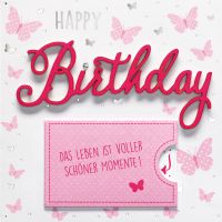 Geburtstag quadratische Glückwunschkarte mit Umschlag und Minikuvert Lettering Surprise Happy Birthday Das Leben ist voller schöner Momente! Schmetterlinge