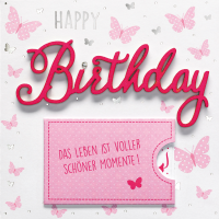 Geburtstag quadratische Glückwunschkarte mit Umschlag und Minikuvert Lettering Surprise Happy Birthday Das Leben ist voller schöner Momente! Schmetterlinge