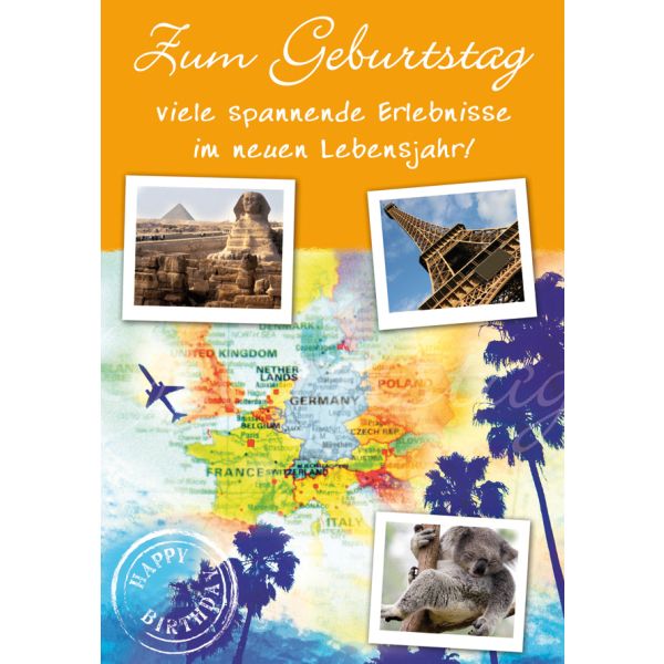 Perleberg-751-0055- Glückwunschkarte im Format 11,6 x 16,6 cm - Zum Geburtstag- viele spannende Erlebnisse im neuen Lebensjahr! mit Briefumschlag