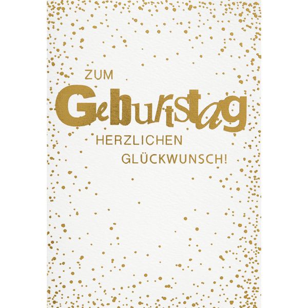 Geburtstag unverpackte Glückwunschkarte mit Umschlag  Herzlichen Glückwunsch zum Geburtstag Konfetti gold
