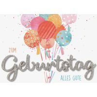 Geburtstag Glückwunschkarte mit Umschlag Lettering Surprise Zum Geburtstag bunte Luftballons