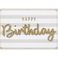 Geburtstag Glückwunschkarte mit Umschlag Lettering Surprise Happy Birthday gold Streifen