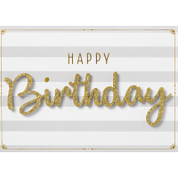 Geburtstag Glückwunschkarte mit Umschlag Lettering Surprise Happy Birthday gold Streifen
