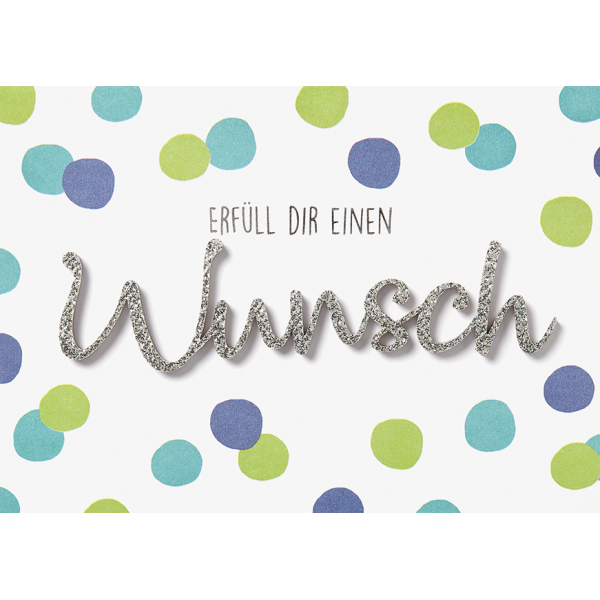 Allgemeine Wünsche Erfüll Dir einen Wunsch Lettering surprise Glückwunschkarte mit Umschlag