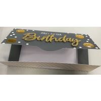 Gutschein Glückwunschkarte mit Umschlag Lettering Surprise goldene Glitzerschrift Streifen