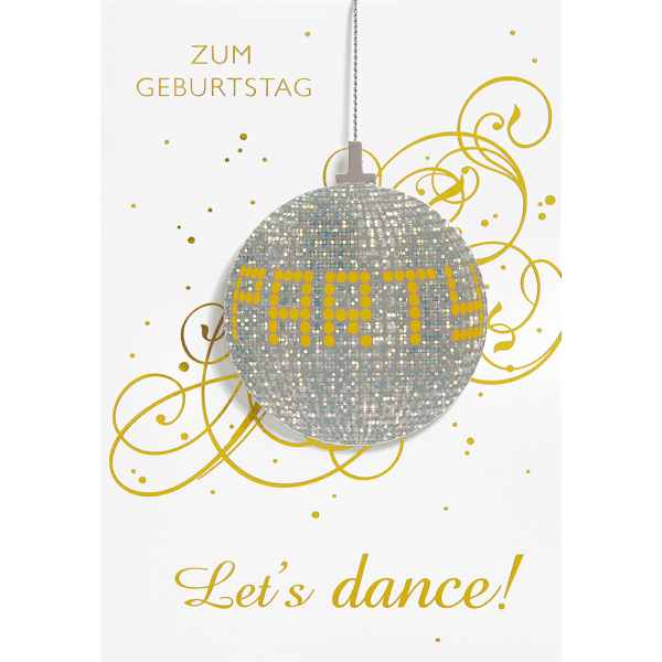 Geburtstagskarte Glückwunschkarte mit Umschlag Zum Geburtstag Lets Dance! Diskokugel Party