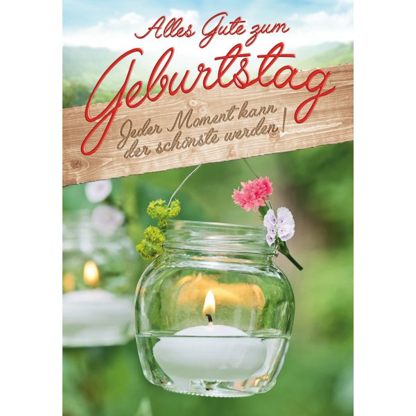 Geburtstag unverpackte Glückwunschkarte mit Umschlag  Alles Gute zum Geburtstag Teelicht Spruch