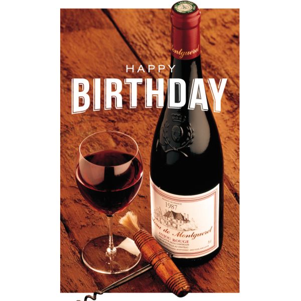 Geburtstagskarte Glückwunschkarte mit Umschlag Happy Birthday Rotwein Glas und Flasche